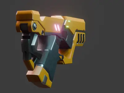 sci-fi Low poly GUN Low-poly 3D model