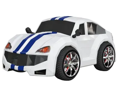 low poly cars 3d model toy car - orange Low-poly 3D model
