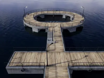 Concrete pier and  bridge Low-poly 3D model