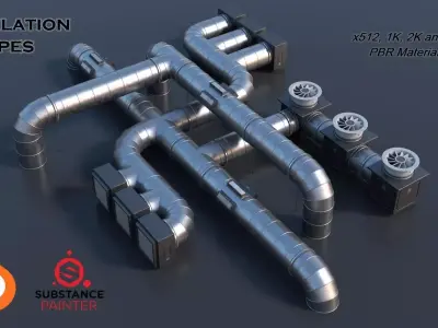Modular Ventilation Pipes PBR Low-poly 3D model