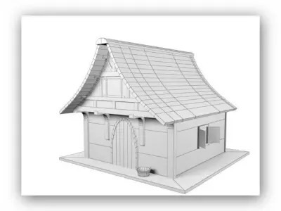 Medieval lowpoly buildings Low-poly 3D model
