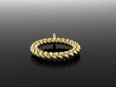 Thin Narrow Rope Twist Pendant Mid Size 18mm Length 3D print model