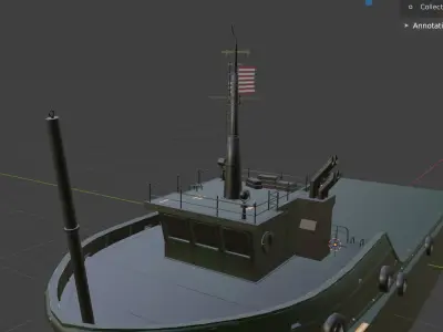 Sea Barge Low-poly 3D model