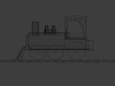 Toy Wooden Train Low-poly 3D model