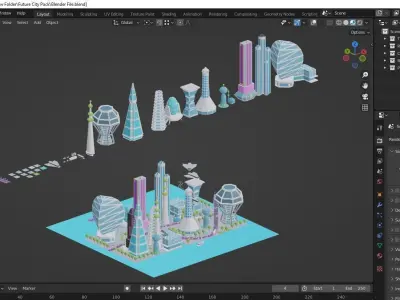 Low Poly City Future Low-poly 3D model