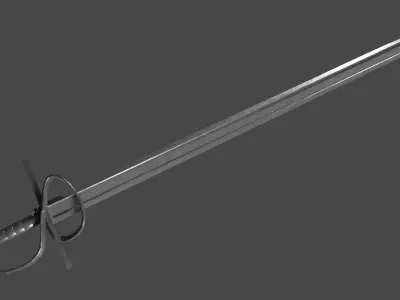 Langsax sword with Flamberge handle Low-poly 3D model