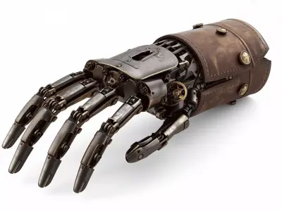 Articulated Steampunk Robotic Hand 3D Model Low-poly 3D model