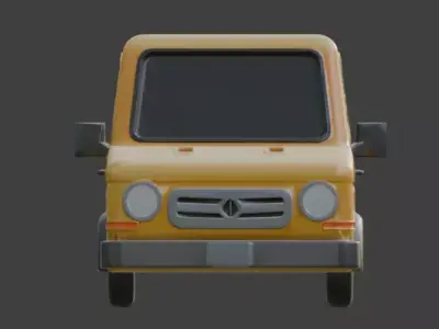 Yellow Cartoon Delivery Van 3D Model Low-poly 3D model
