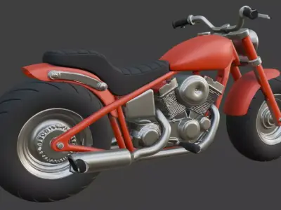 Cartoon Red Chopper Motorcycle 3D Model 3D model 3