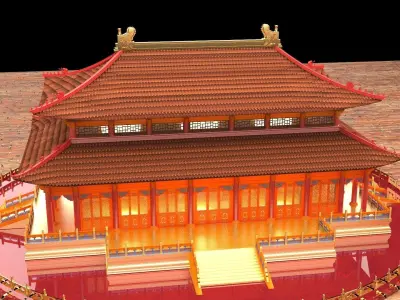 Chinese ancient house  3D model 14