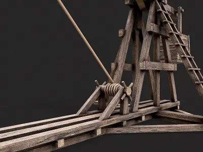 Medieval Siege Trebuchet 1 Low-poly 3D model