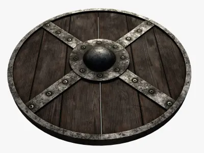 Wooden shield Low-poly 3D model order