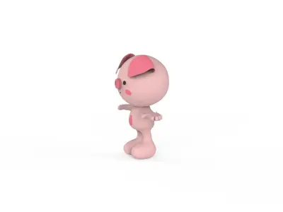 Character012 Pig Animal  Low-poly 3D model