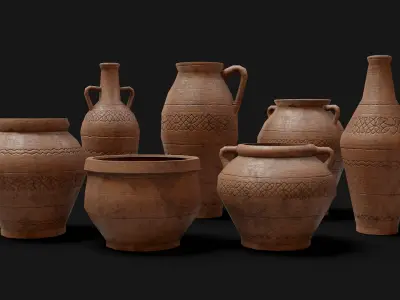 Old Clay Pottery Low-poly 3D model