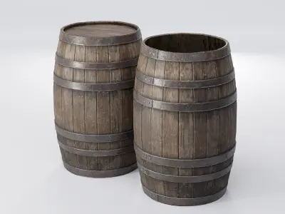 Wooden barrel Low-poly 3D model order