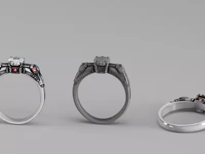 S00035 Sci-Fi Engagement Ring 3D print model