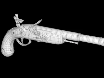Pirate Pistol - flintlock Low-poly 3D model