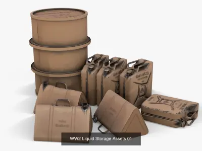 WW2 Liquid Storage Assets Collection 3D Model Pack