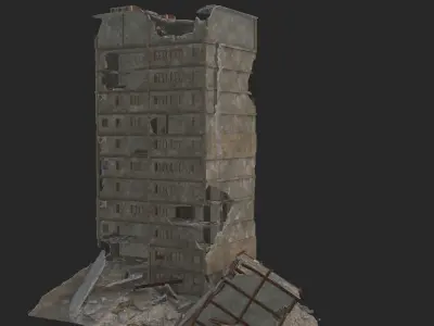 destroyed building  Low-poly 3D model