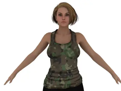 Realistic girl military dress model 3D model