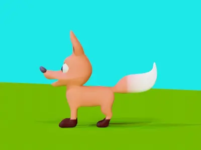 Stylized Cartoon Low poly Fox Low-poly 3D model