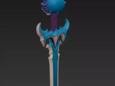 Wolf Head Sword-Stylized Fantasy 3D Model for Print-CGI 3D model