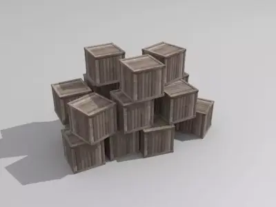 Crate 4 wooden Low-poly 3D model