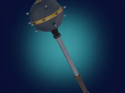 Medieval Realistic Black Metal Mace Melee Weapon PBR  Free 3D model