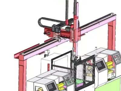 CNC Machine Loading and Unloading Automation System 3D model