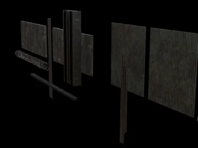 Modular Military Gate Low-poly 3D model