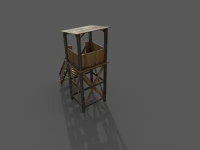 Wooden Guard Tower 3D model Low-poly 3D model
