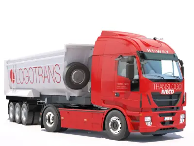 IVECO Hi-Way with Dumper Trailer 3D model