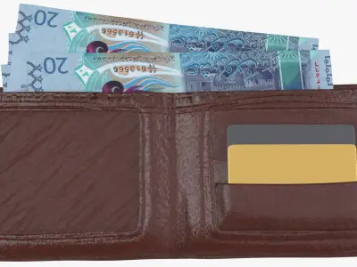 Kuwait 10 Dinars Wallet Money Purse 3D model