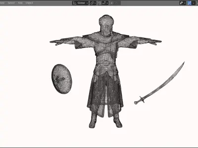 Realistic Arabian Desert Warrior 3D Model  Rigged  Game Ready Low-poly 3D model
