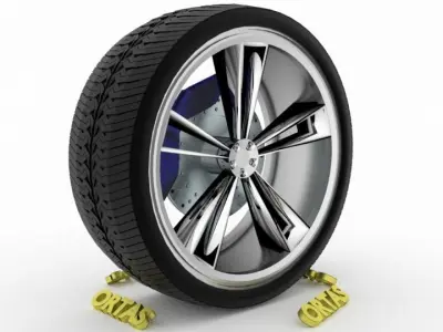 ORTAS CAR WHEEL RIM 90 GAME READY WHEEL RIM TIRE 3D model