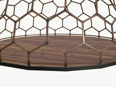 Wooden Geodesic Dome V4 Hexagonal Structure 3D model