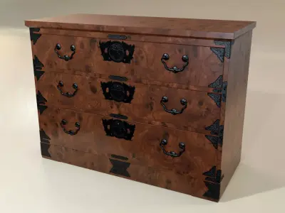 Japanese folk art chest of drawer 3D model get