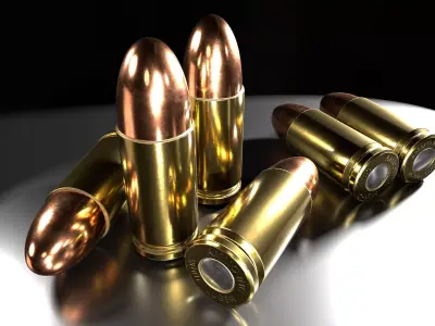 9mm Parabellum Luger  Ammo Inc 9x19  Low-poly 3D model