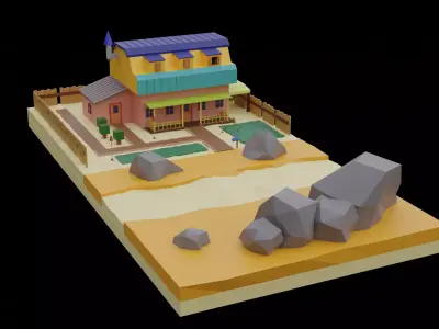 House in the desert Free low-poly 3D model