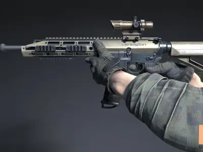 FPS Automatic Rifle 01 Animations Low-poly 3D model