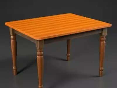 Wooden Dining Table Low-poly 3D model