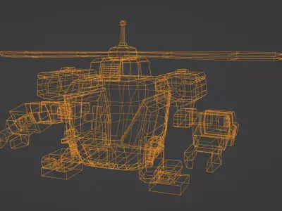 Rescue Helicopter Robot Game Ready 3D Model Low-poly 3D model