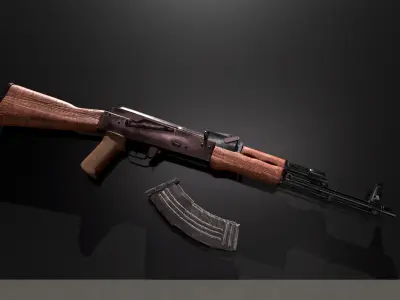AKM Assault Rifle 3D model Low-poly 3D model