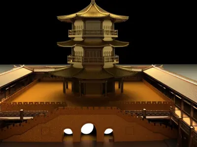 Chinese ancient house 3D model 9