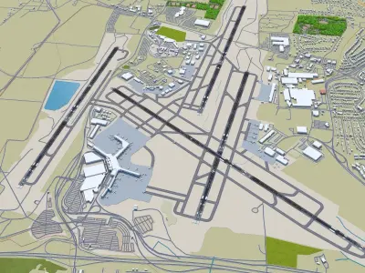 Nashville Airport 10km Low-poly 3D model