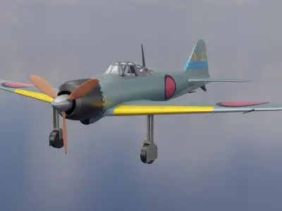 Mitsubishi Zero Japanese airplane Free 3D model