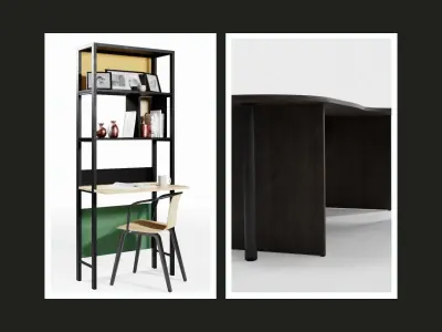 Desk Collection modern with two drawers Low-poly 3D model