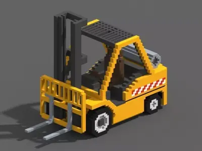 Voxel Forklift Low-poly 3D model