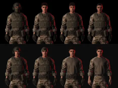 Rapid Fire Military Character - Sniper Low-poly 3D model