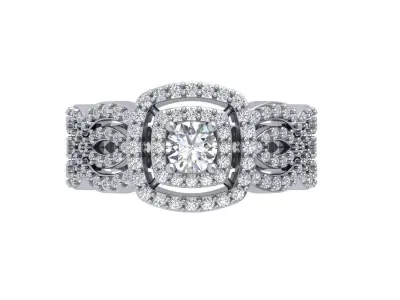 Solitaire Engagement Art Deco Ring 3D print model 85